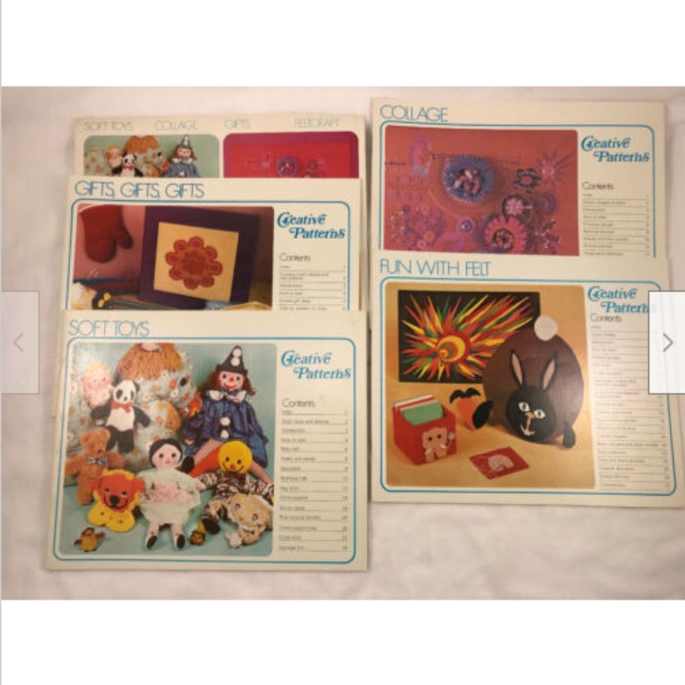 4 Creative Patterns Vintage Craft Books Soft Toys, Collage, Gifts, Feltcraft 70s